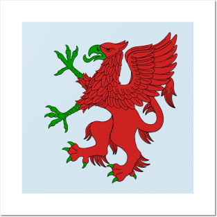 Griffin Rampant in Red and Green Posters and Art